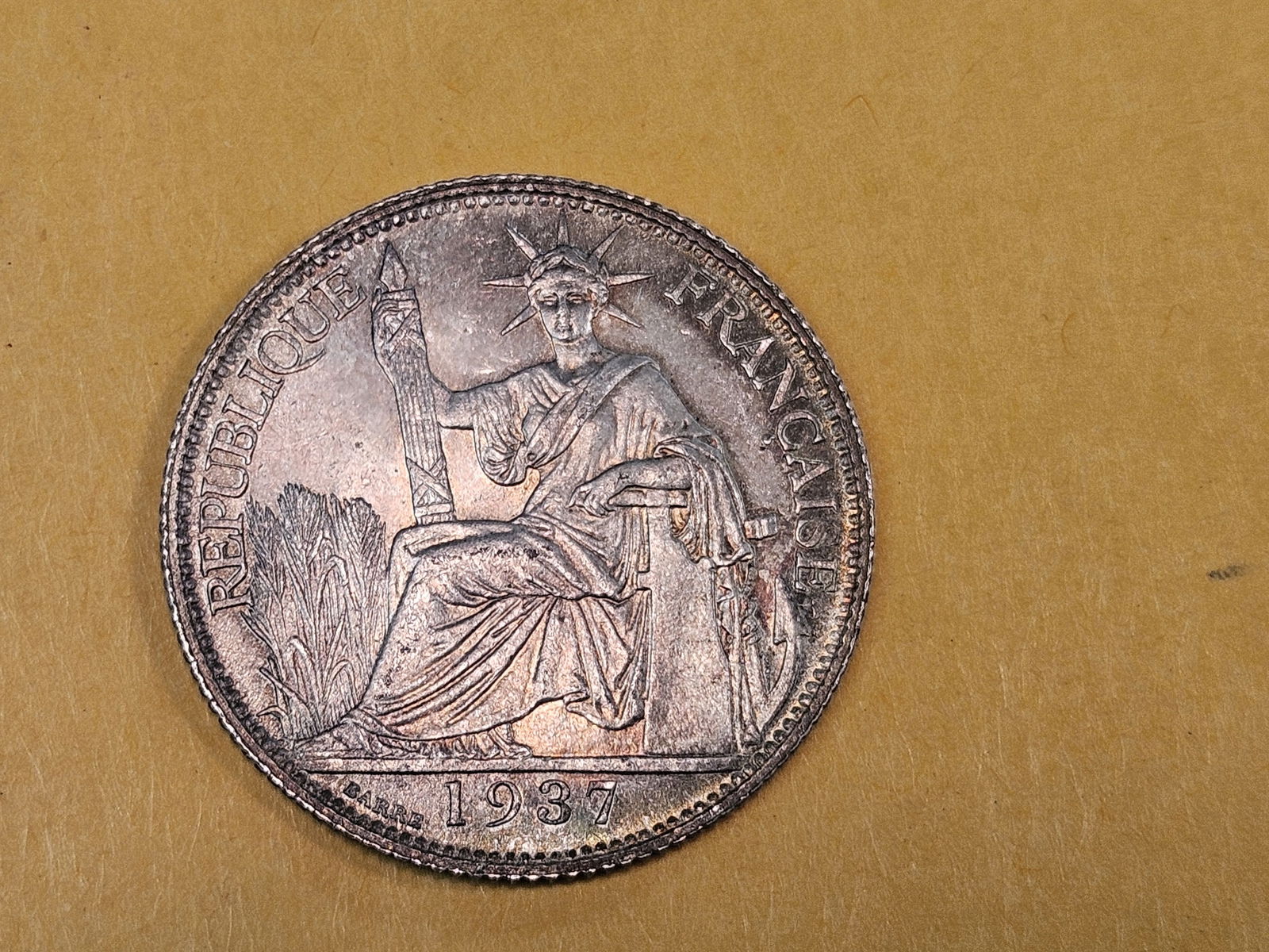 Choice Brilliant Uncirculated 1937 French Indo-China 20 cents - 4