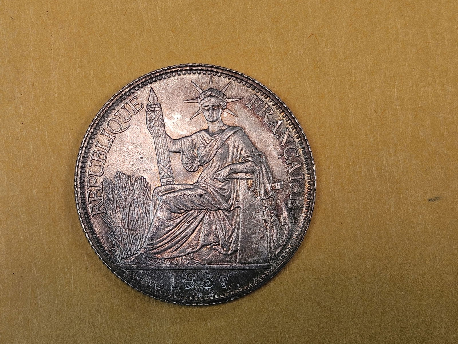 Choice Brilliant Uncirculated 1937 French Indo-China 20 cents - 5