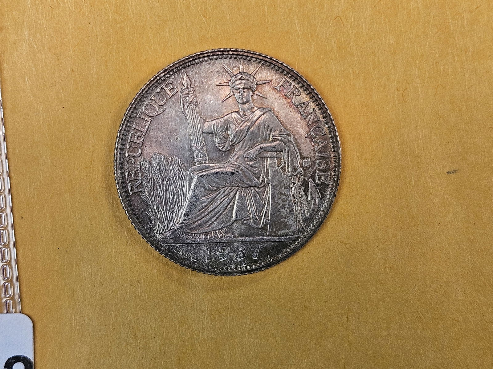 Choice Brilliant Uncirculated 1937 French Indo-China 20 cents - 6