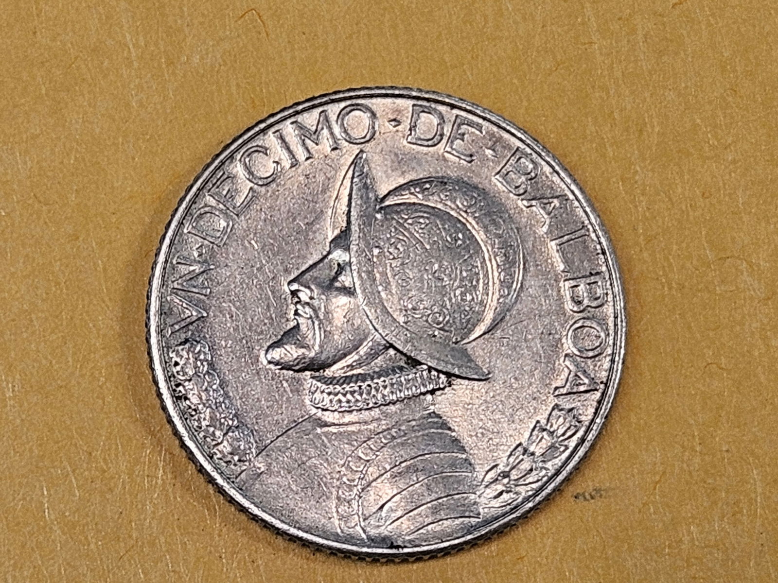 1930 Panama silver 1/10 balboa in Brilliant About Uncirculated - 58: KM 10.1. First Year Issue 