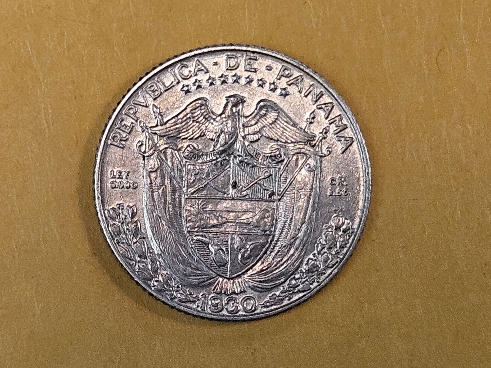 1930 Panama silver 1/10 balboa in Brilliant About Uncirculated - 58 - 6