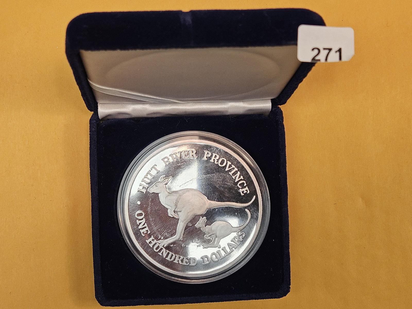 GEM Proof Deep Cameo 1986 Hutt River Province silver One Hundred Dollars: X-17. Five troy ounces of .999 fine silver 