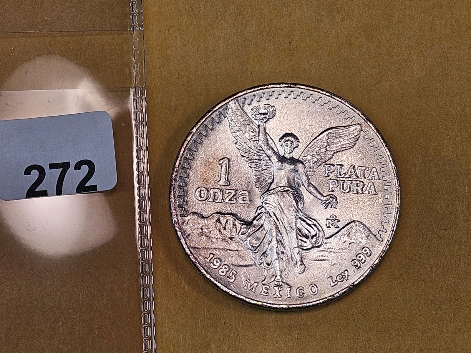 GEM Brilliant Uncirculated 1985 Mexico silver Onza - 2