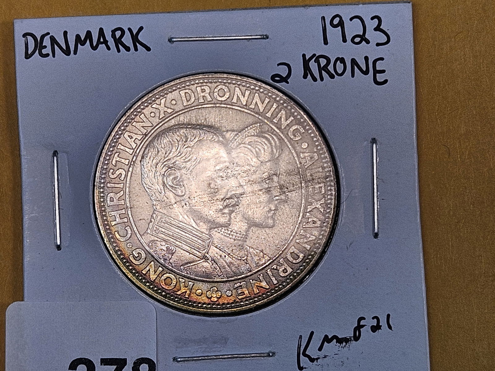 GEM Brilliant Uncirculated 1923 Denmark silver 2 krone - 4