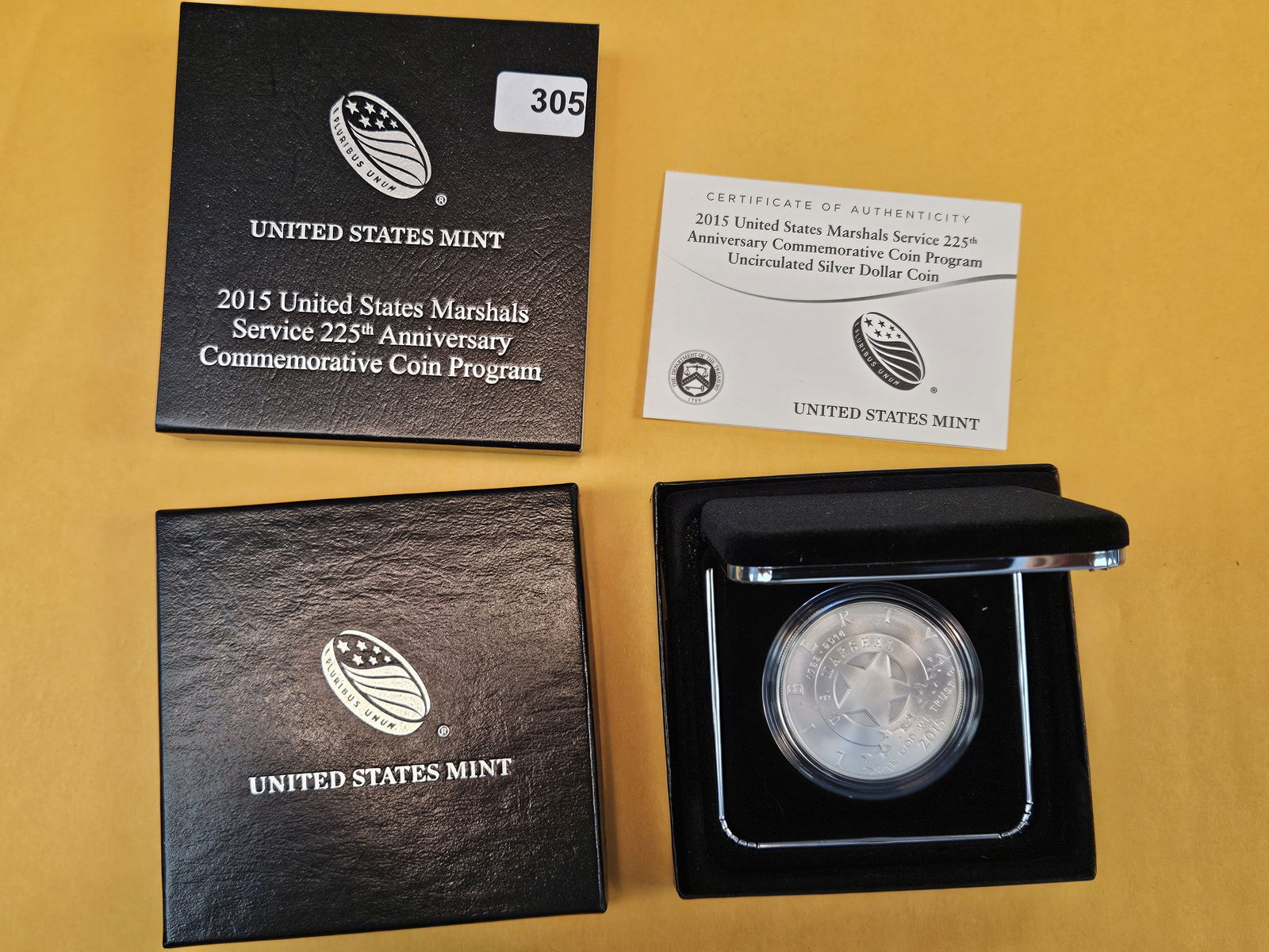 2015 US Marshals GEM Brilliant Uncirculated Commemorative Silver Dollar (1 of 2)