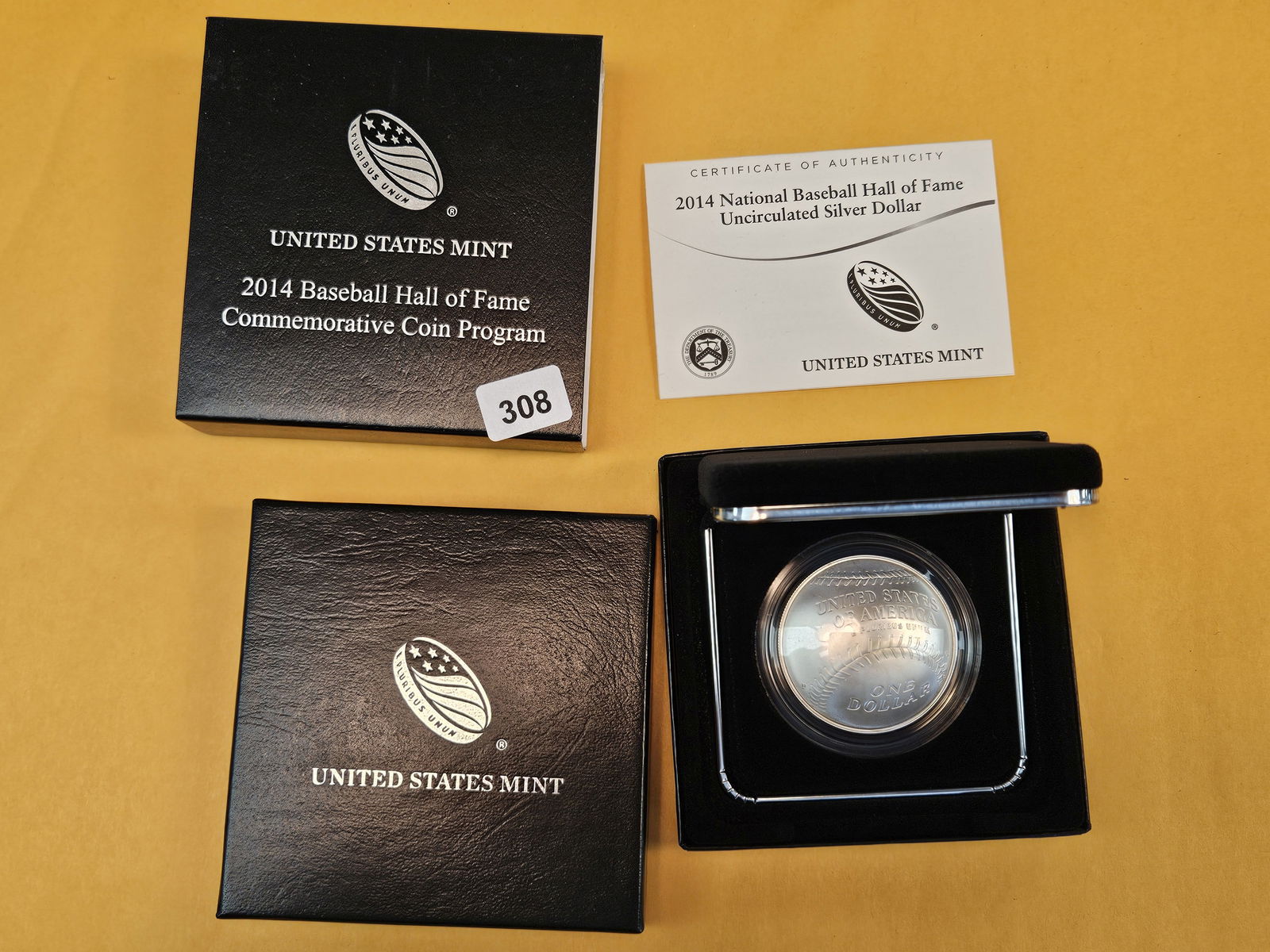 2014 Baseball Hall of Fame GEM Brilliant Uncirculated Commemorative Silver Dollar (1 of 2)