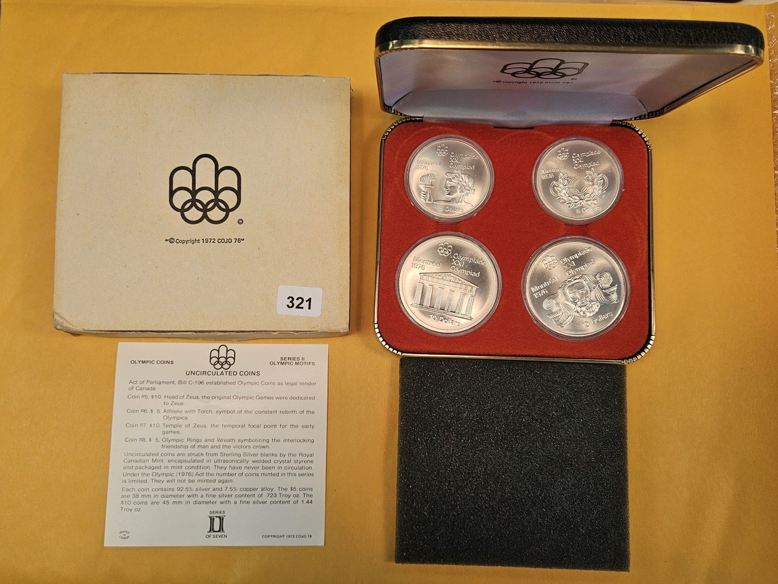 GEM Brilliant uncirculated 4-coin SILVER Canada Olympic Set (1 of 3)