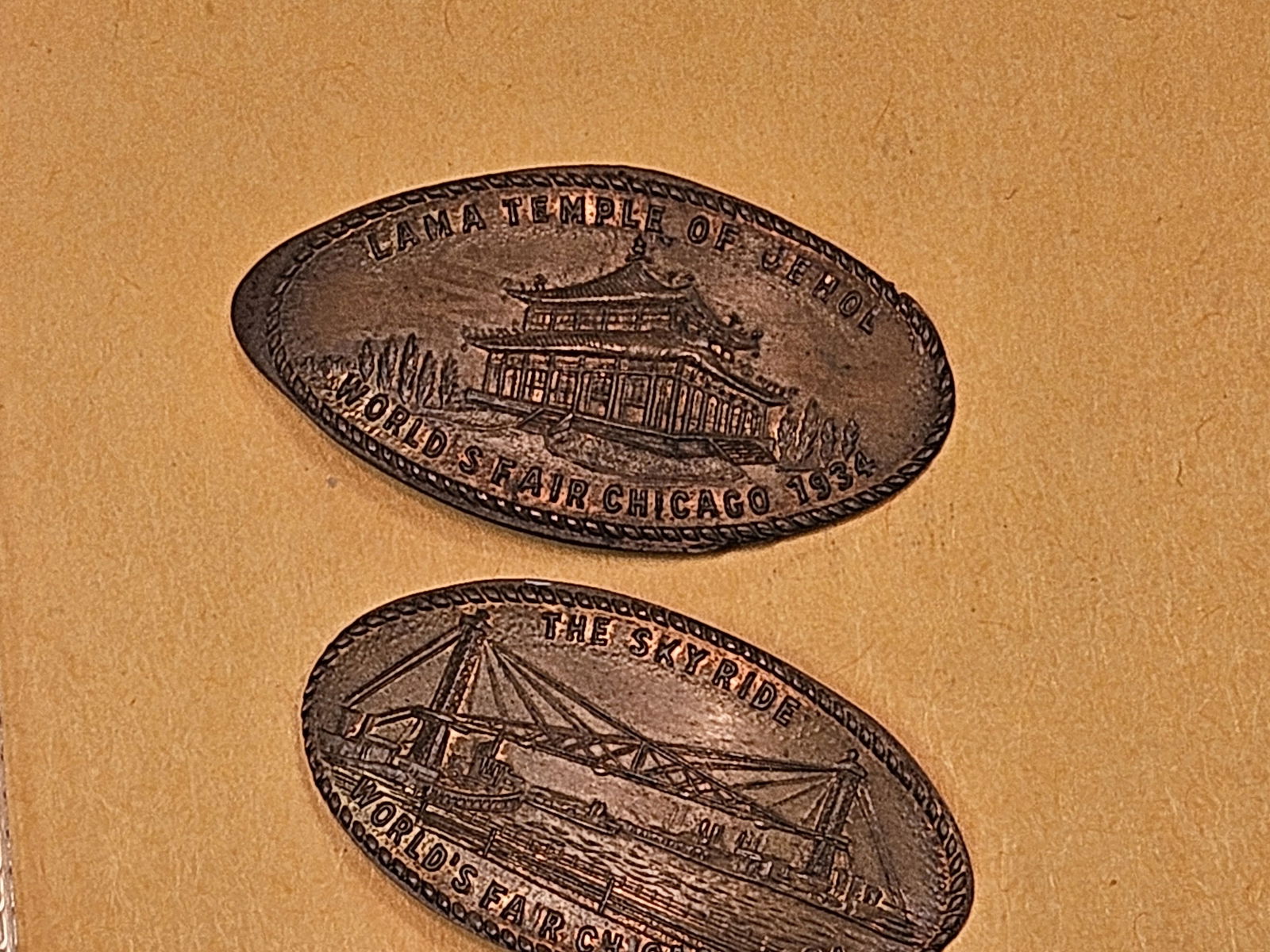 Two 1934 Chicago World's Fair Elongated Cents - 4