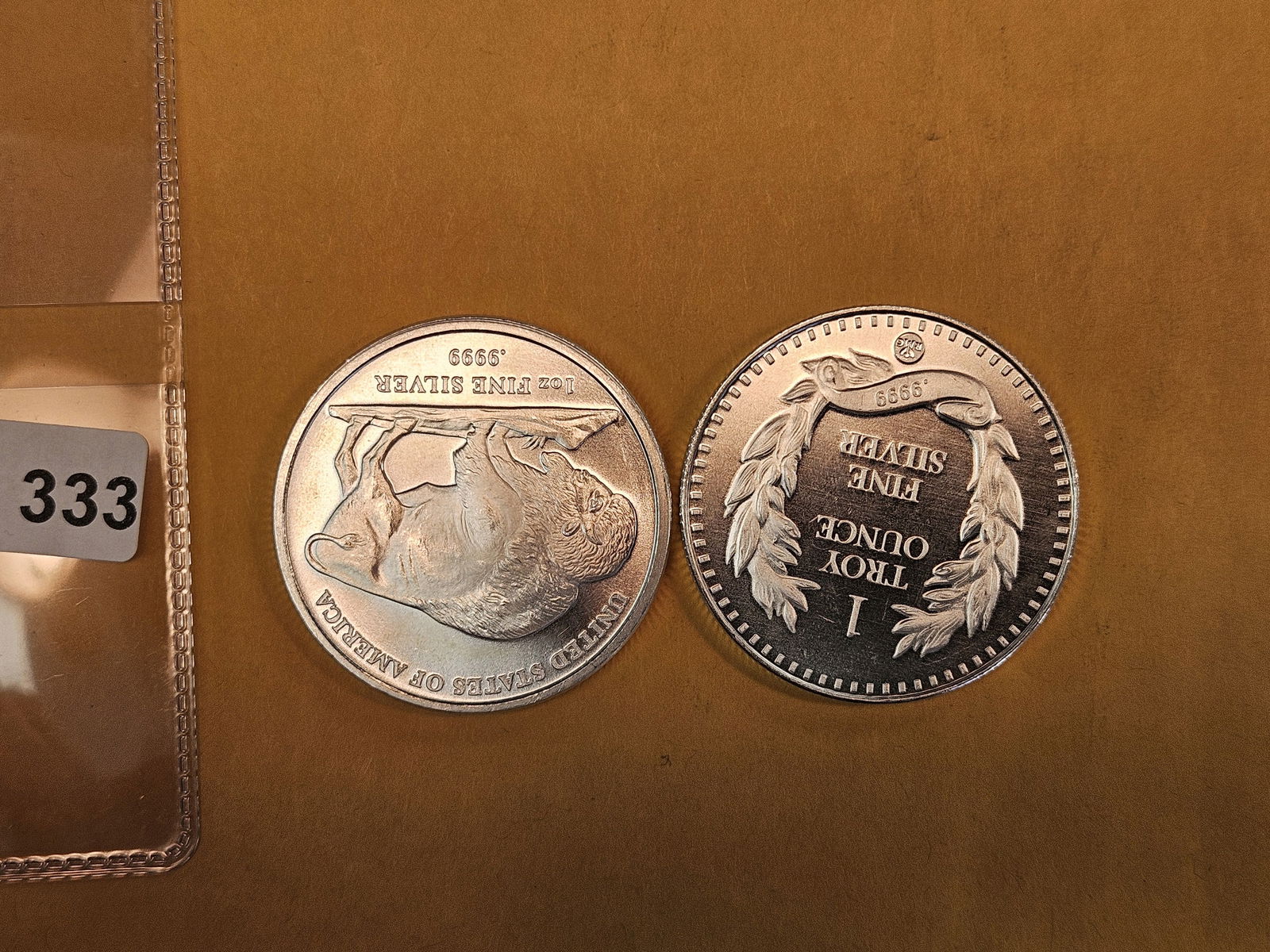 Two 1-Troy ounce .999 fine silver art round - 2