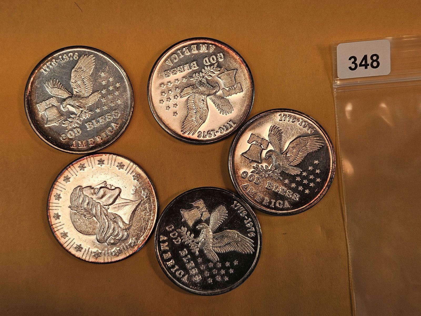 Five 1-Troy ounce .999 fine silver art rounds: Mixed