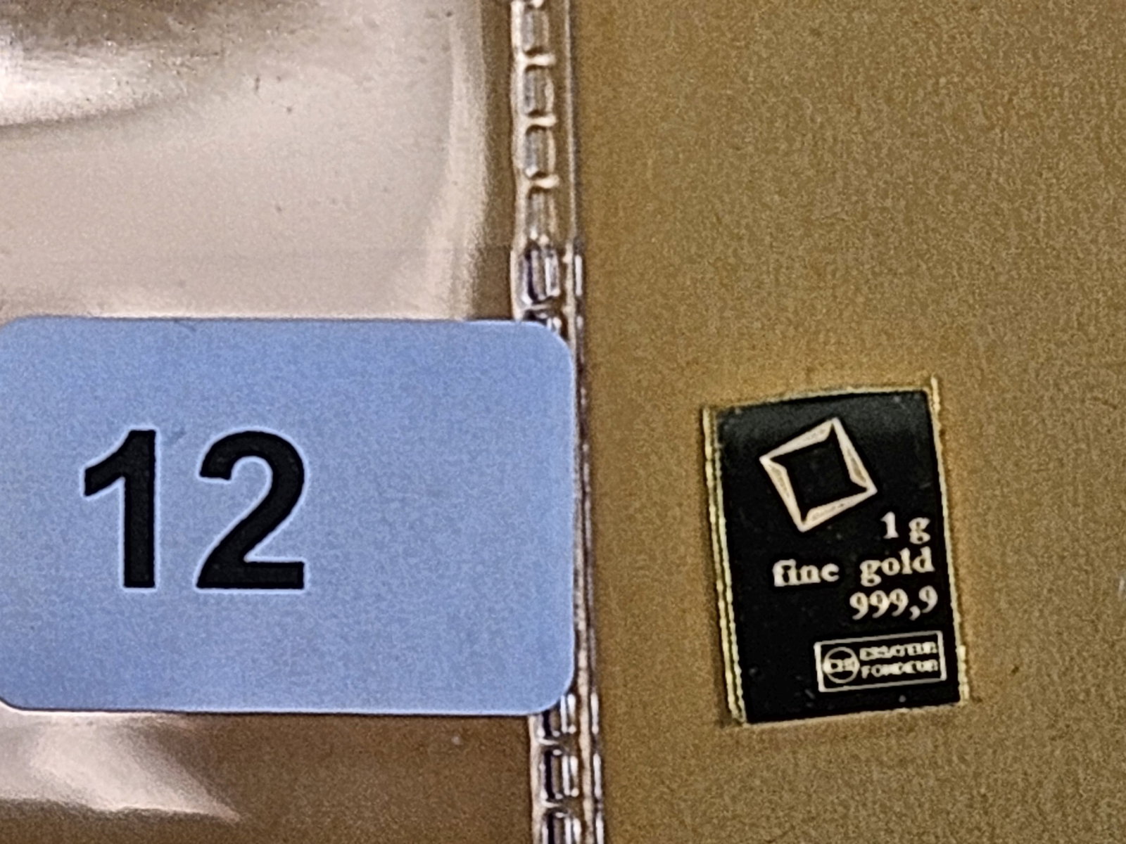 GOLD! VALCAMBI Suisse One Gram .9999 fine gold bar: Fractional Gold. From an original Combibar 