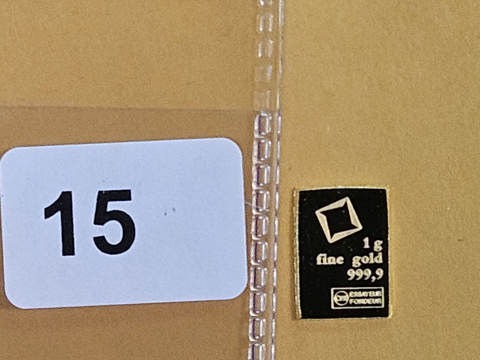 GOLD! VALCAMBI Suisse One Gram .9999 fine gold bar: Fractional Gold. From an original Combibar