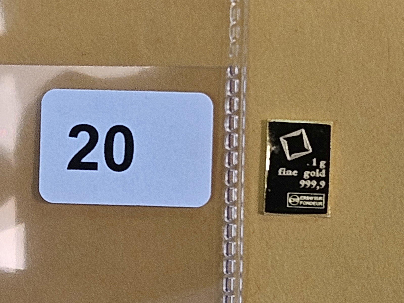 GOLD! VALCAMBI Suisse One Gram .9999 fine gold bar: Fractional Gold. From an original Combibar