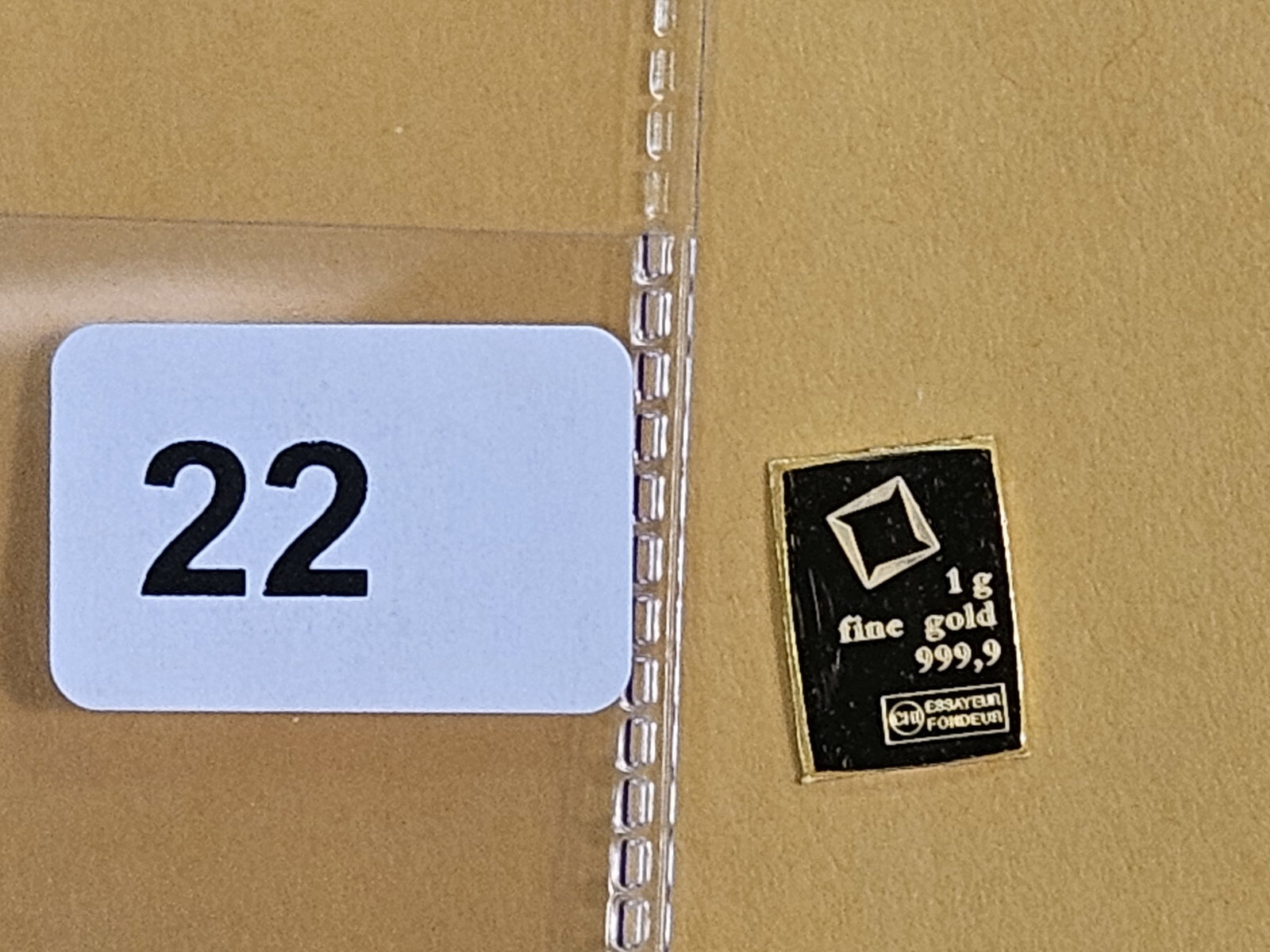 GOLD! VALCAMBI Suisse One Gram .9999 fine gold bar: Fractional Gold. From an original Combibar 