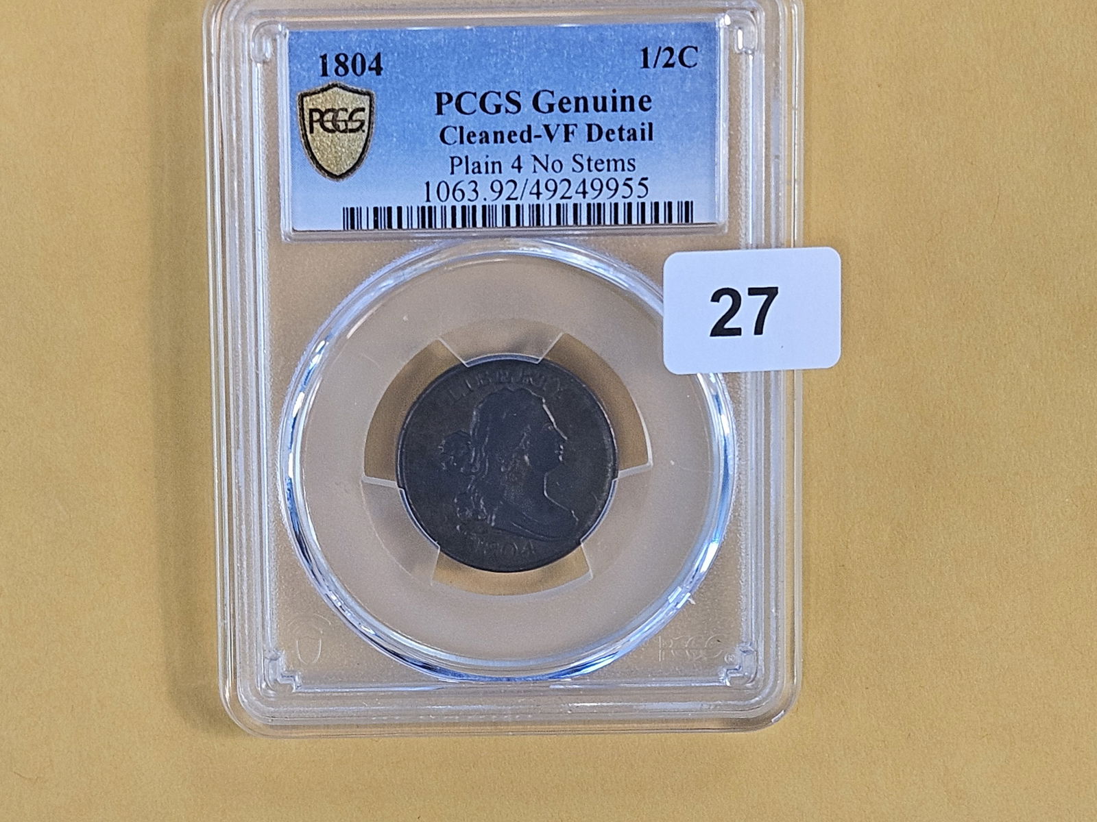 PCGS 1804 Draped Bust Half Cent in Very Fine - details - 2