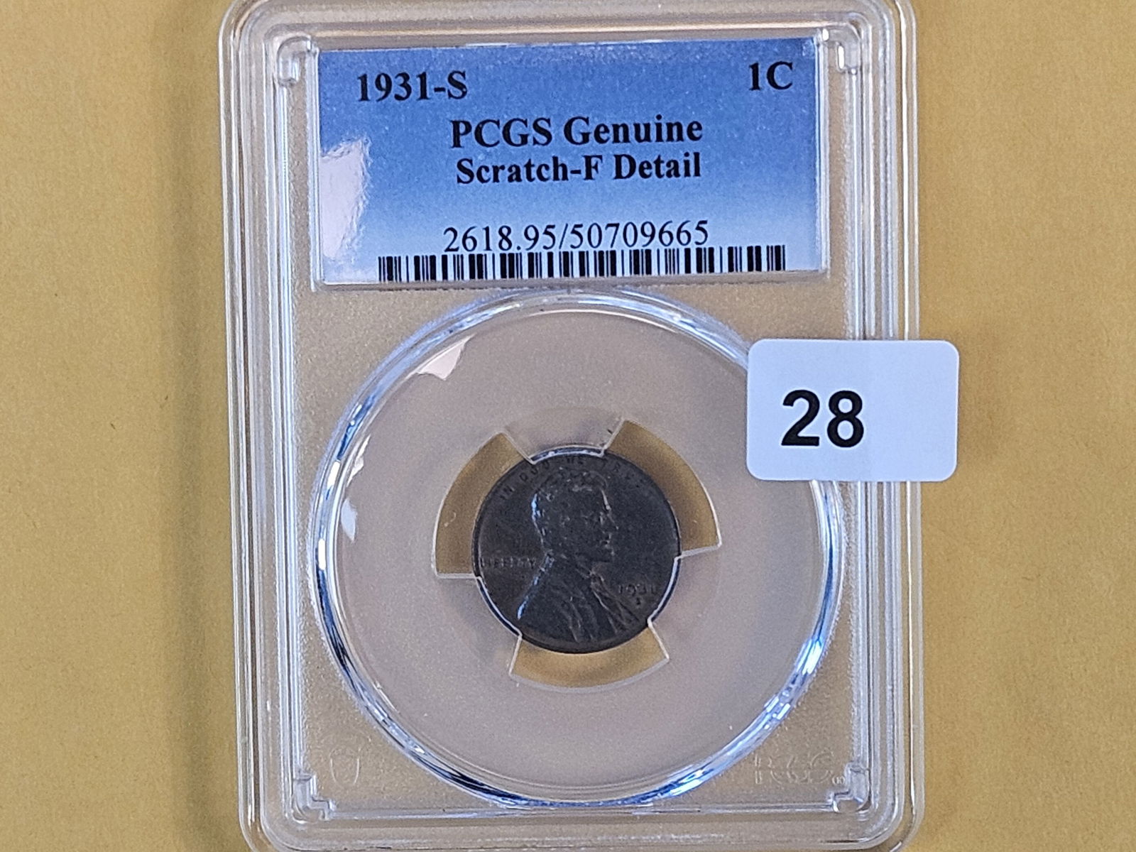 * KEY DATE * PCGS 1931-S Wheat cent in Fine - details - 2