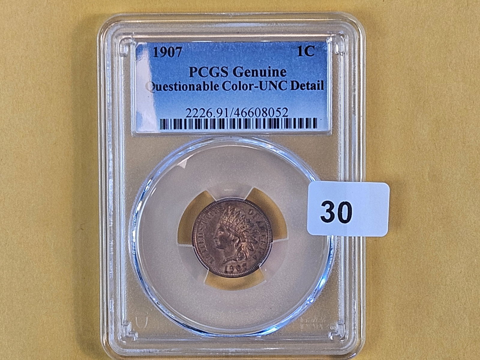 PCGS 1907 Indian Cent in Uncirculated - details - 2