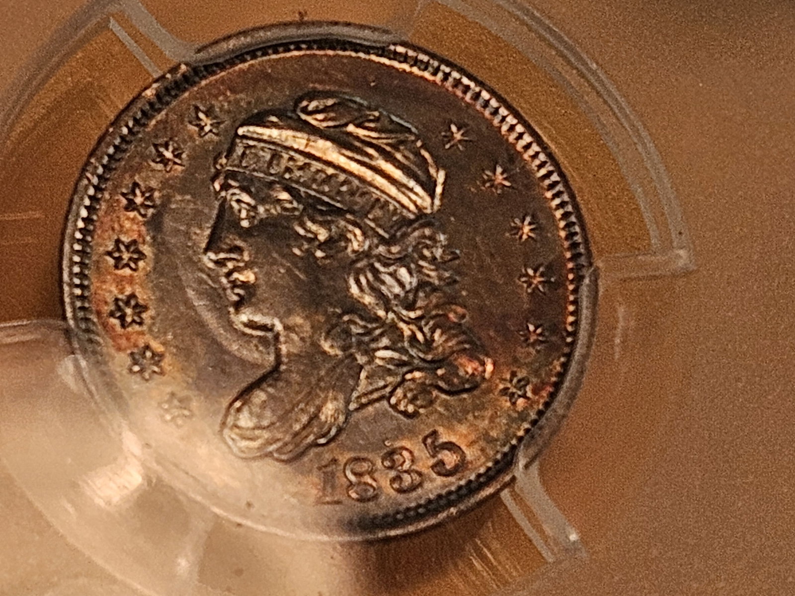 PCGS 1835 Capped Bust silver half-Dime in Brilliant About Uncirculated - details - 3