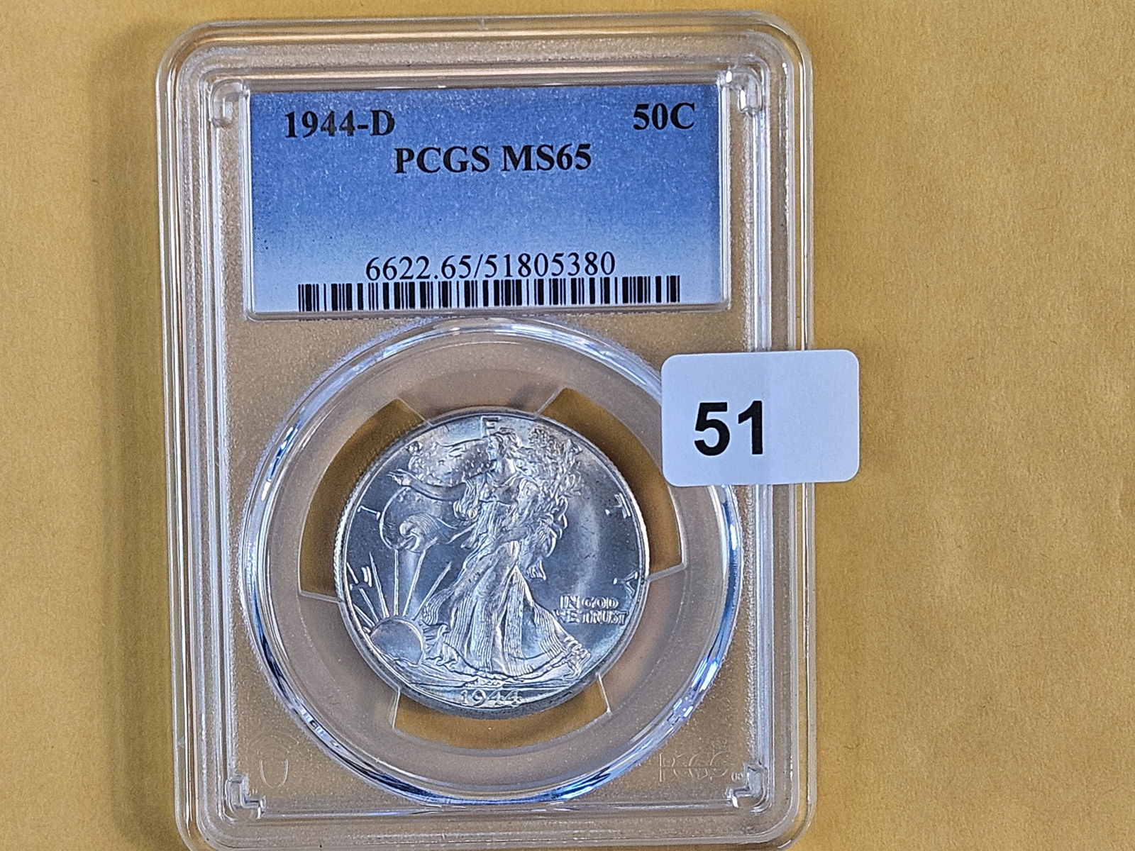 GEM! PCGS 1944-D Walking Liberty Half Dollar in Mint State 65 - 2