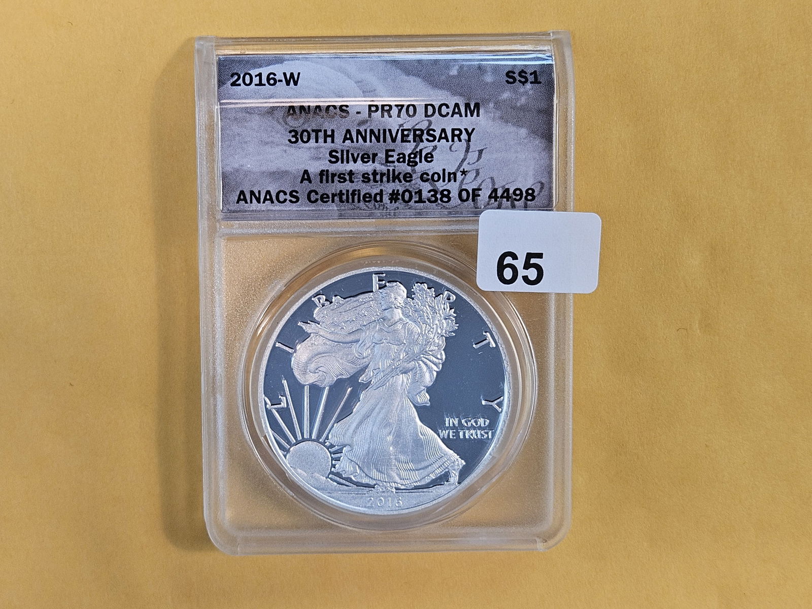 PERFECT! ANACS 2016-W American Silver Eagle in Proof 70 Deep Cameo - 2