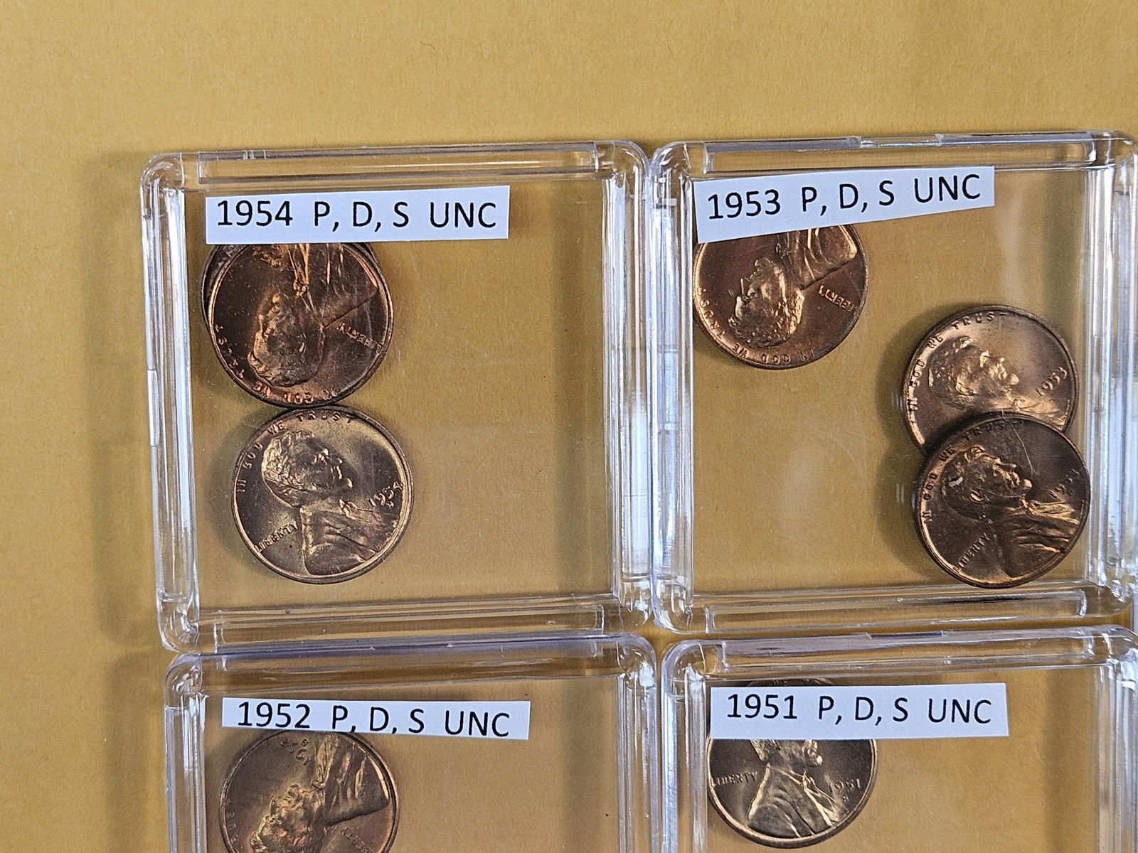 Five groups of Brilliant Uncirculated P-D-S mint Wheat cents - 2