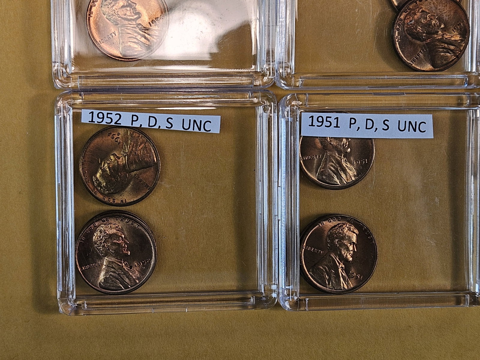 Five groups of Brilliant Uncirculated P-D-S mint Wheat cents - 3