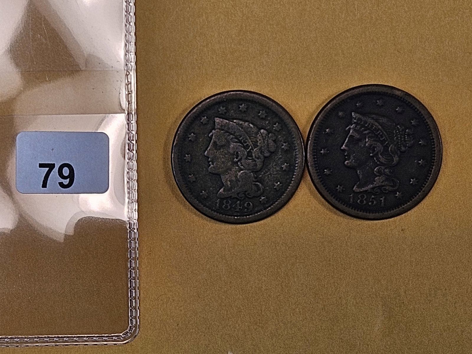 1849 and 1851 Braided Hair large Cents - 2