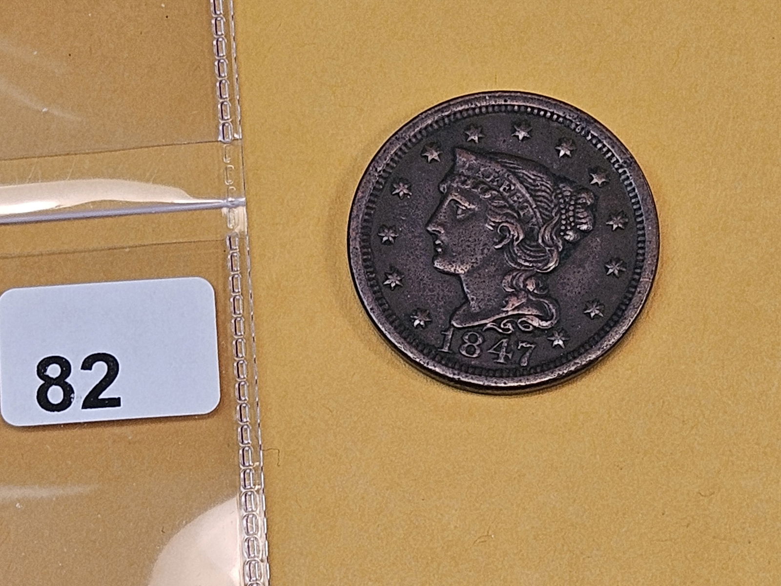 1847 Braided Hair Large Cent in Extra Fine plus - 2
