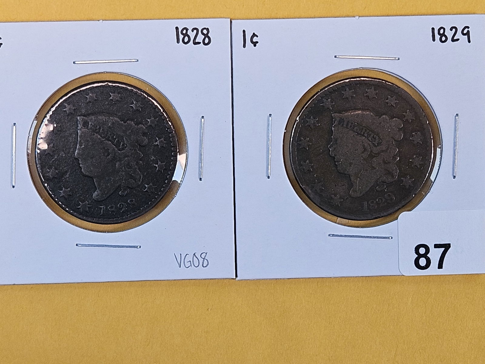 1828 and 1829 Coronet Head Large Cents (1 of 4)