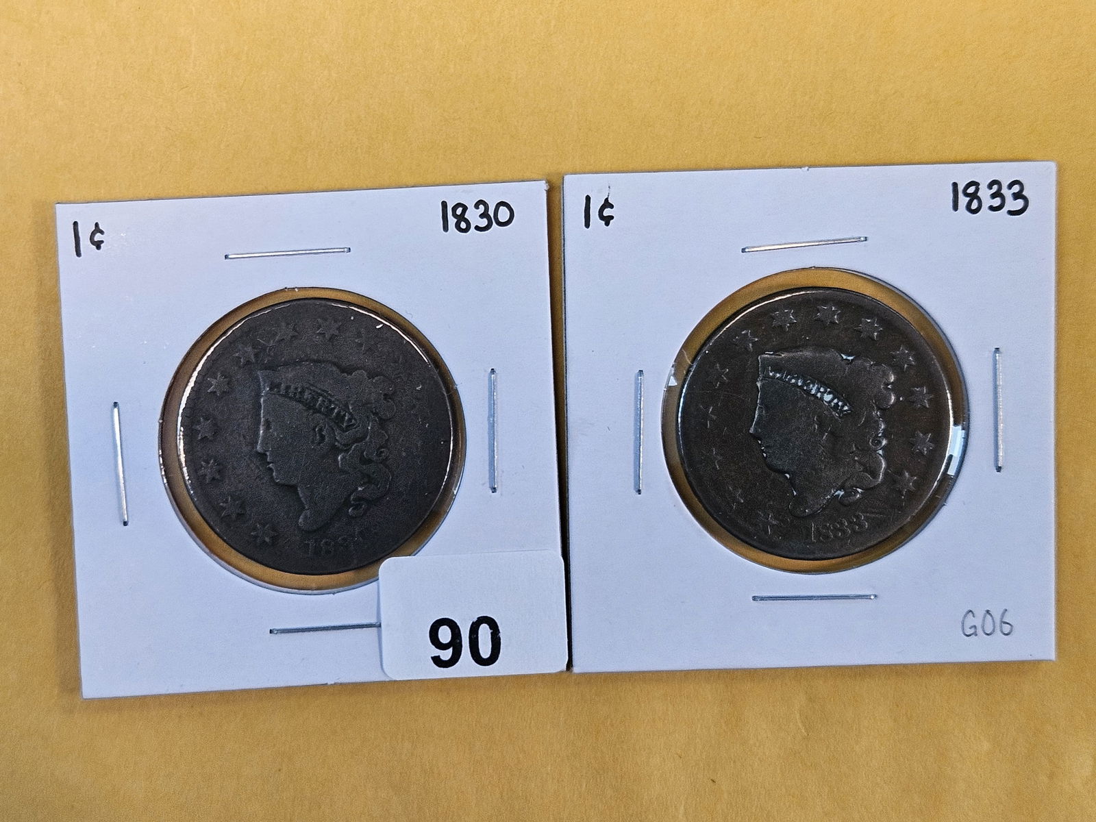 1830 and 1833 Coronet Head Large Cents (1 of 4)