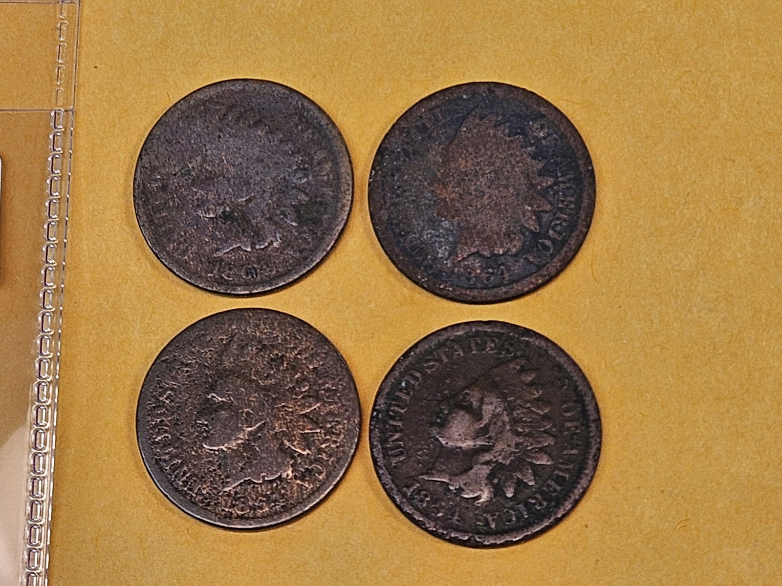 Four KEY Variety 1864-L Pointed Bust Indian cents - 3