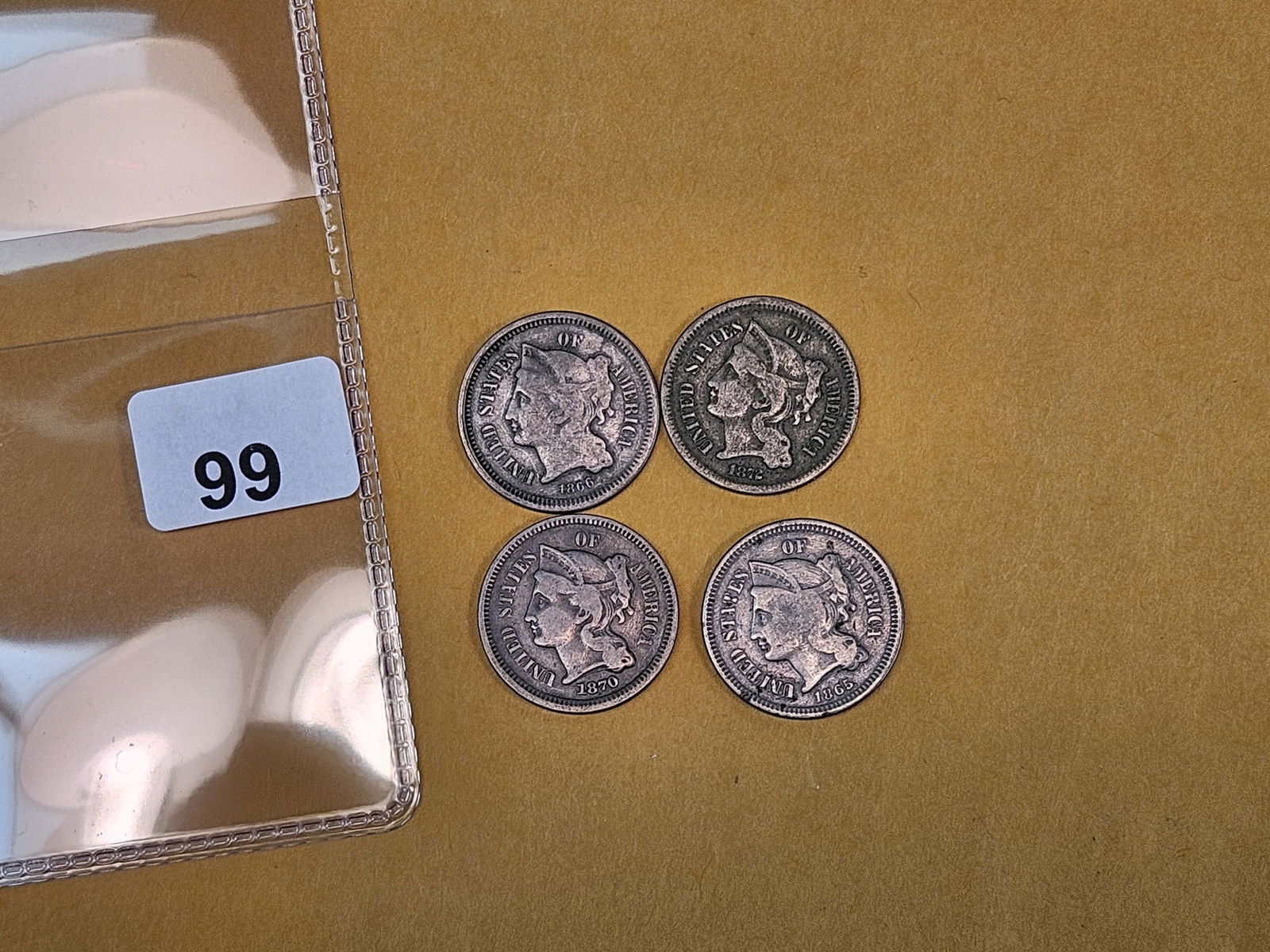 Four different Three Cent Nickels - 2