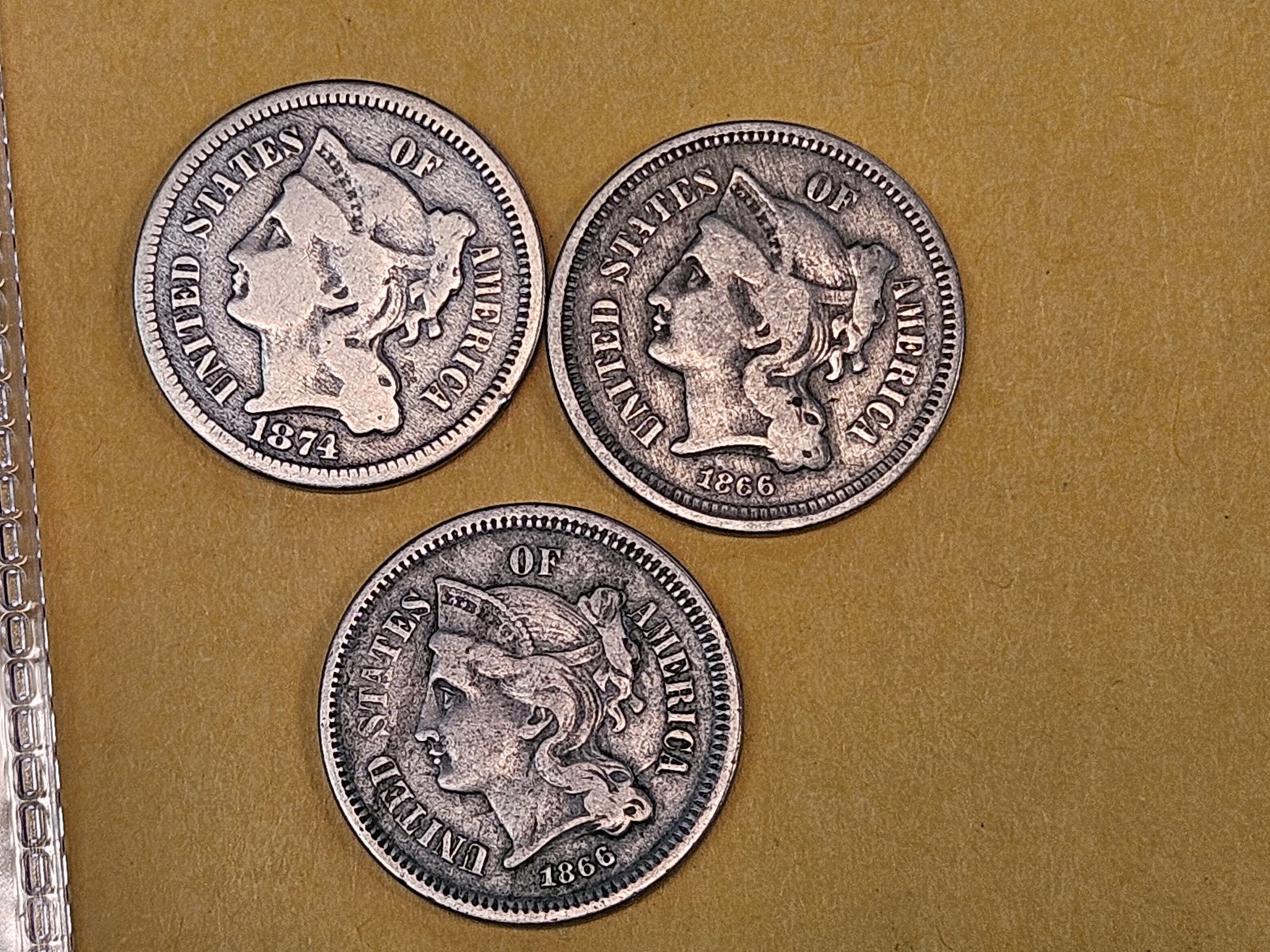 Three mixed 3-Cent Nickels (1 of 3)