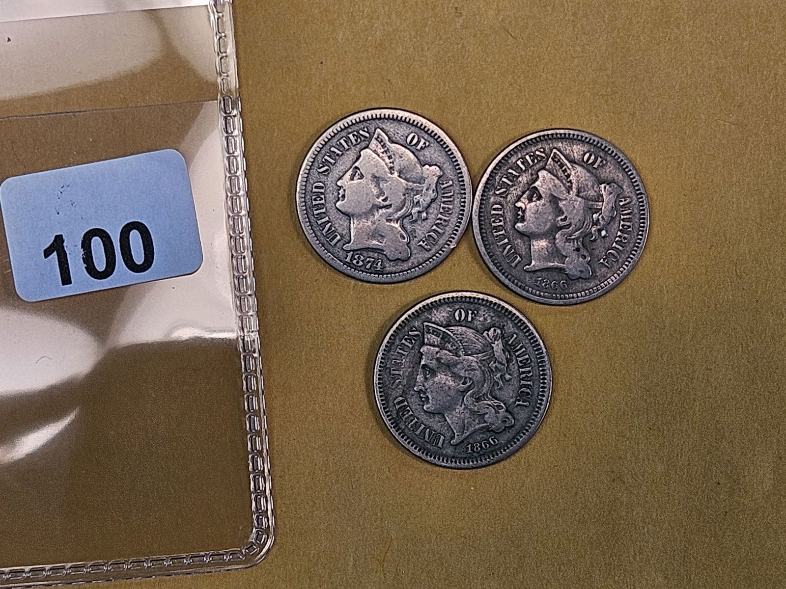 Three mixed 3-Cent Nickels - 2