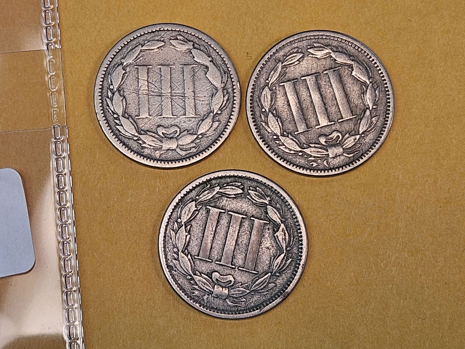 Three mixed 3-Cent Nickels - 3