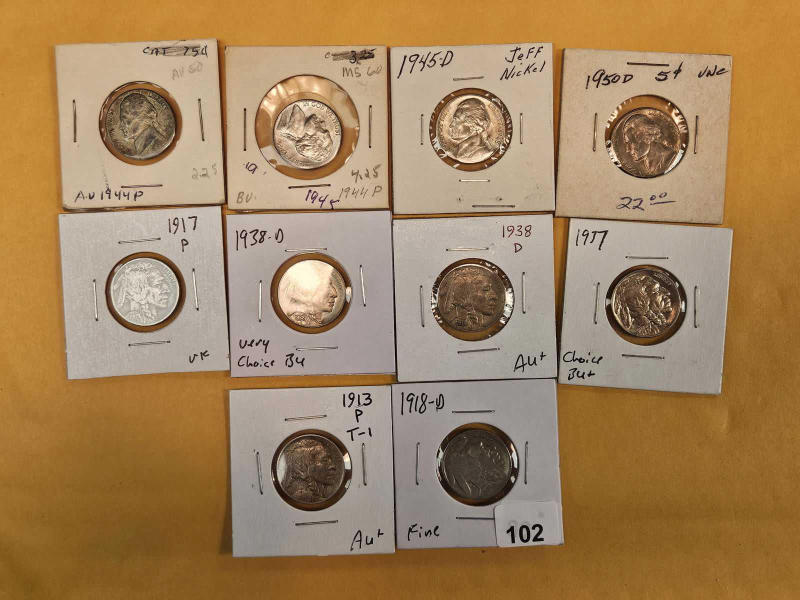 Ten nice mixed Jefferson and Buffalo Nickels: Some BU, Semi-Key, better date, better grades