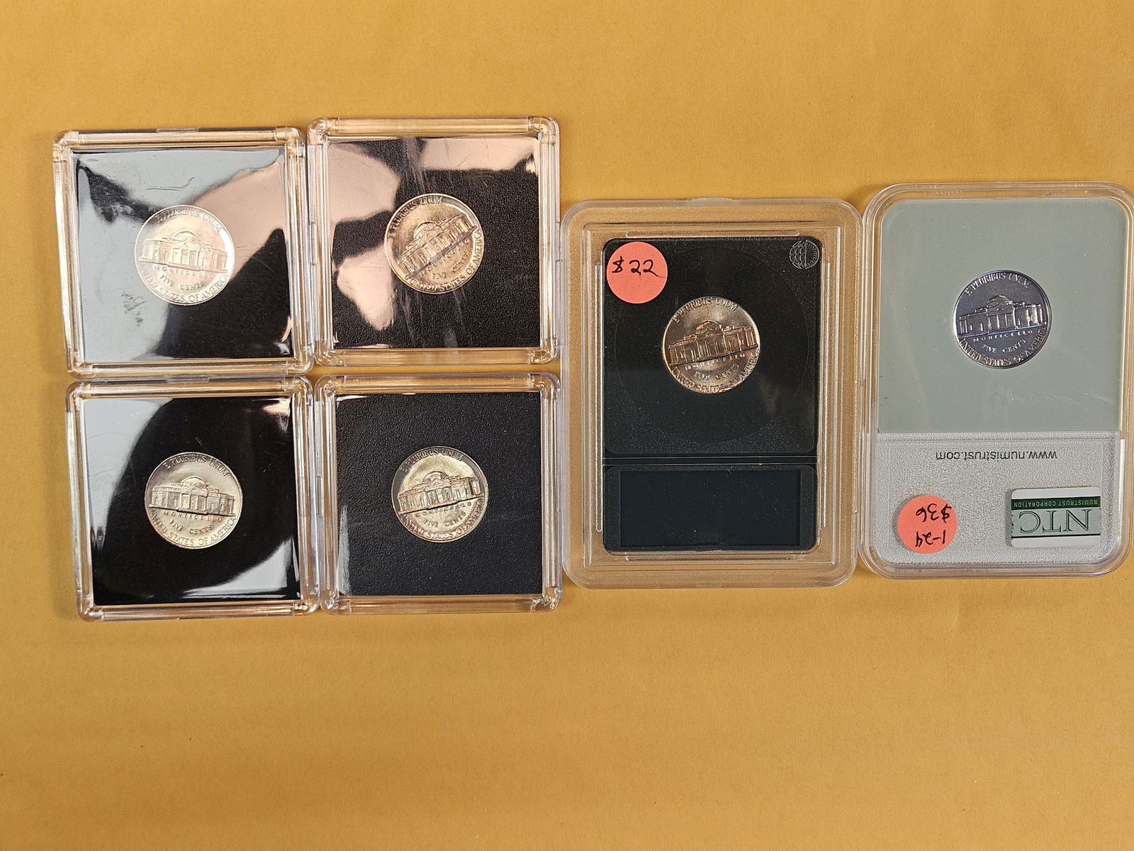 Six GEM brilliant Uncirculated Jefferson Nickels - 5