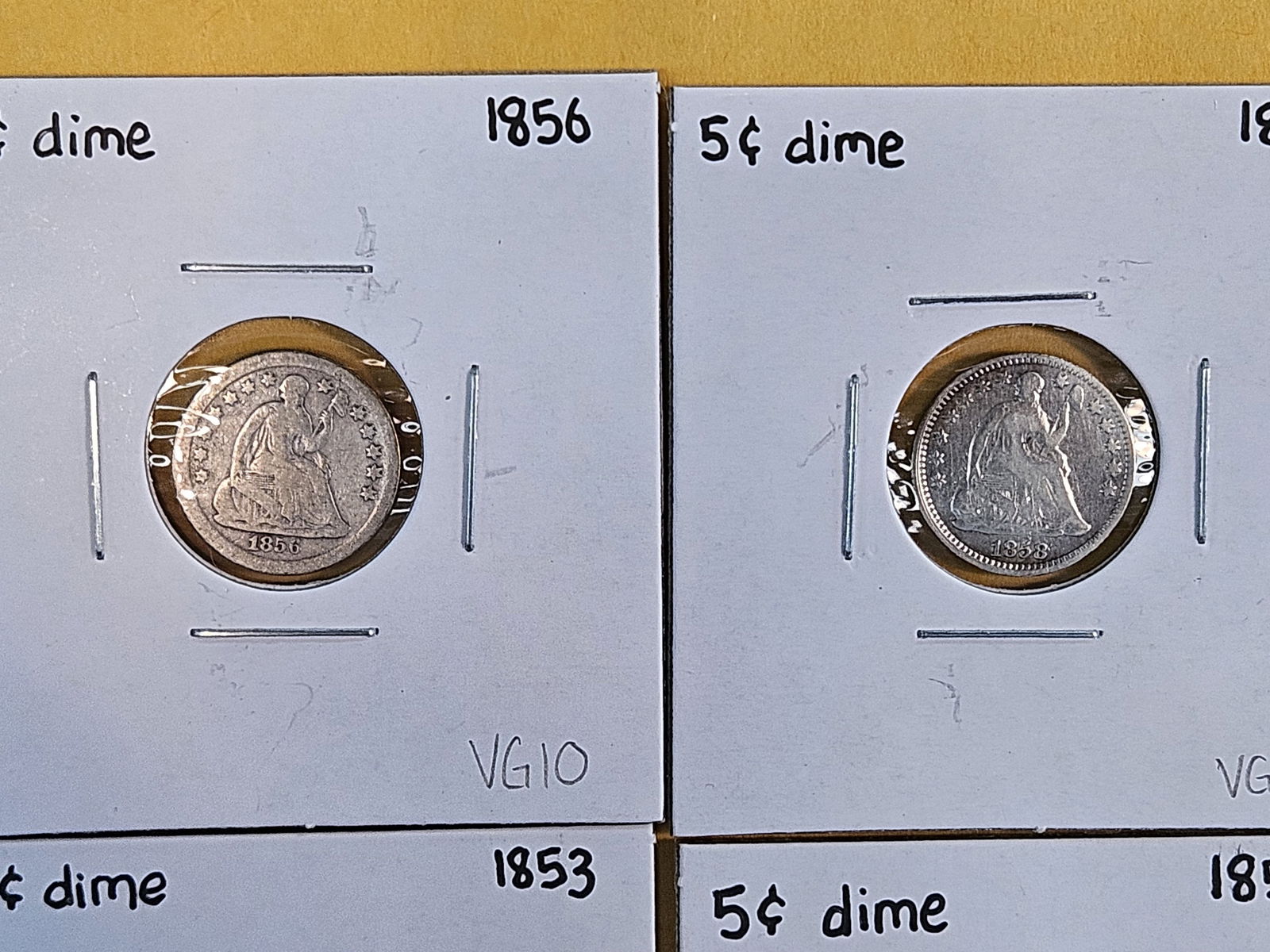 Four mixed Seated Liberty silver half-dimes - 2