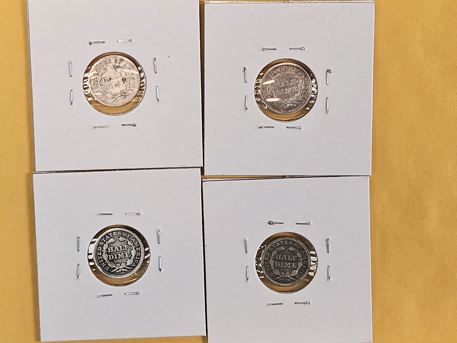 Four mixed Seated Liberty silver half-dimes - 4