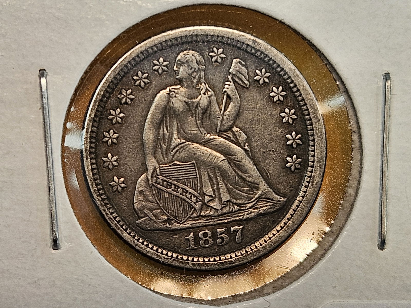 About Uncirculated 1857-O Seated Liberty Silver Dime - 3