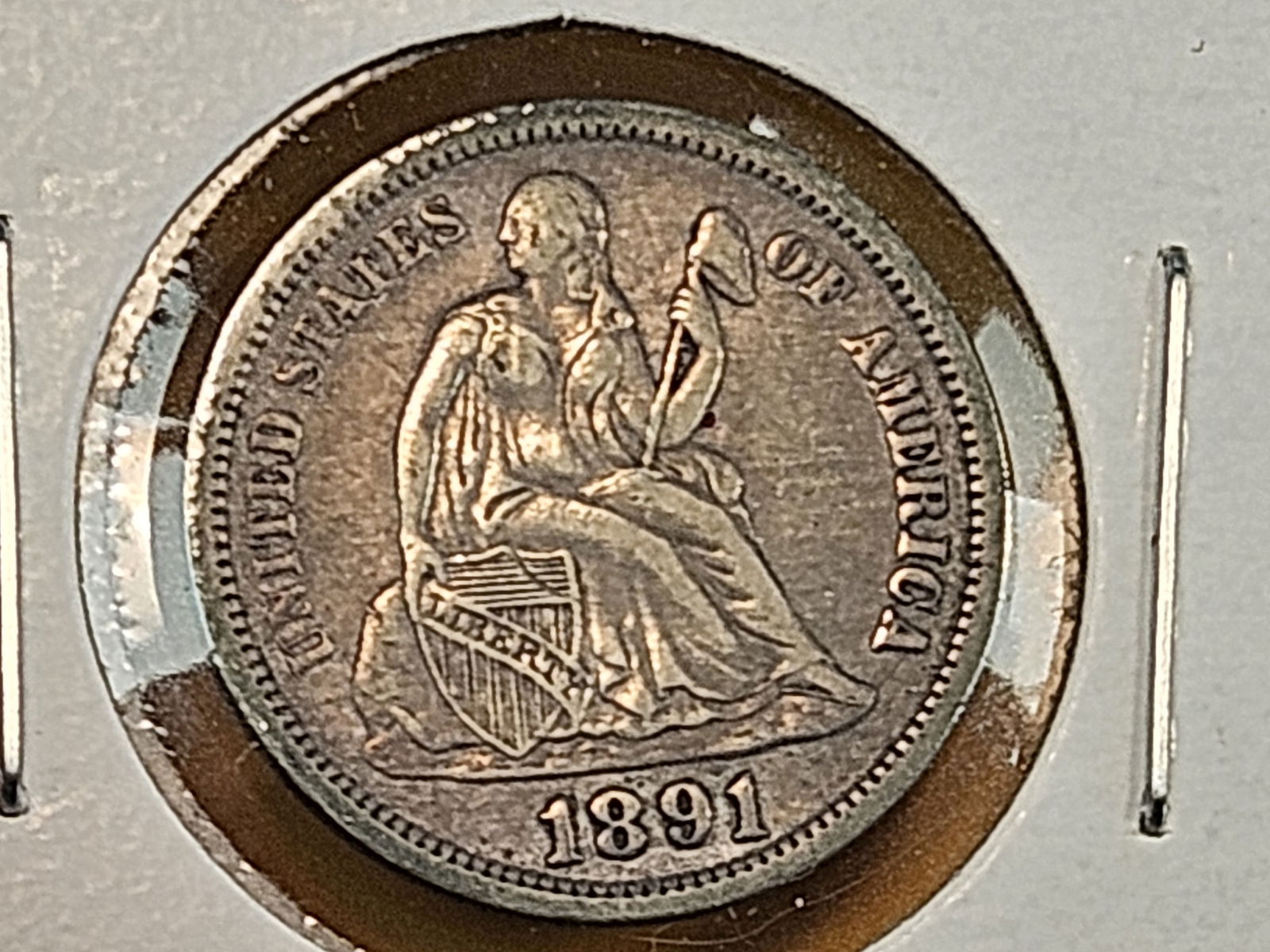 1891-O Seated Liberty silver dime in Extra Fine - 3