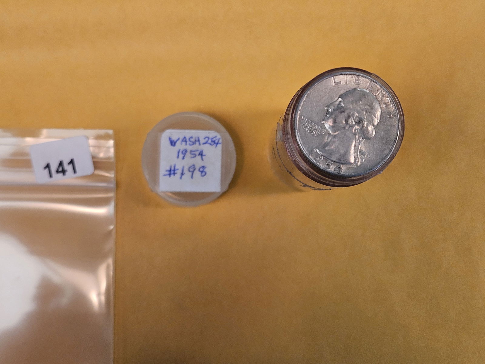 Full roll of 1954 silver Washington Quarters: Circulated. From consignor. Unchecked by us 