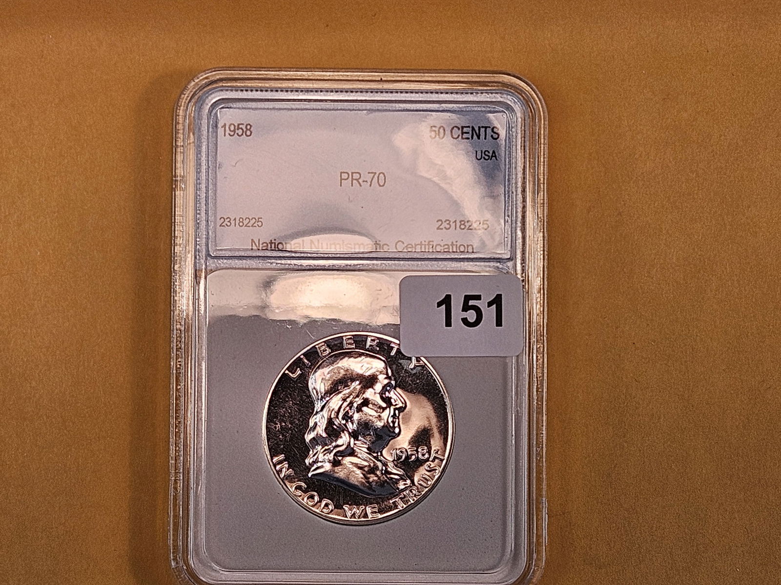 GEM Proof Deep Cameo 1958 Franklin silver Half Dollar - 2