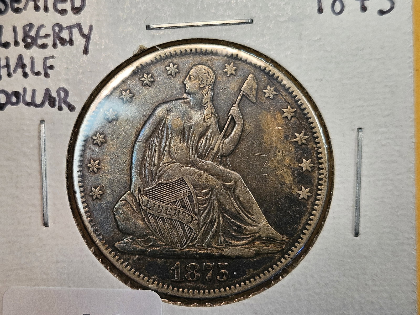 1875 Seated Liberty silver half dollar in Very Fine plus - 4