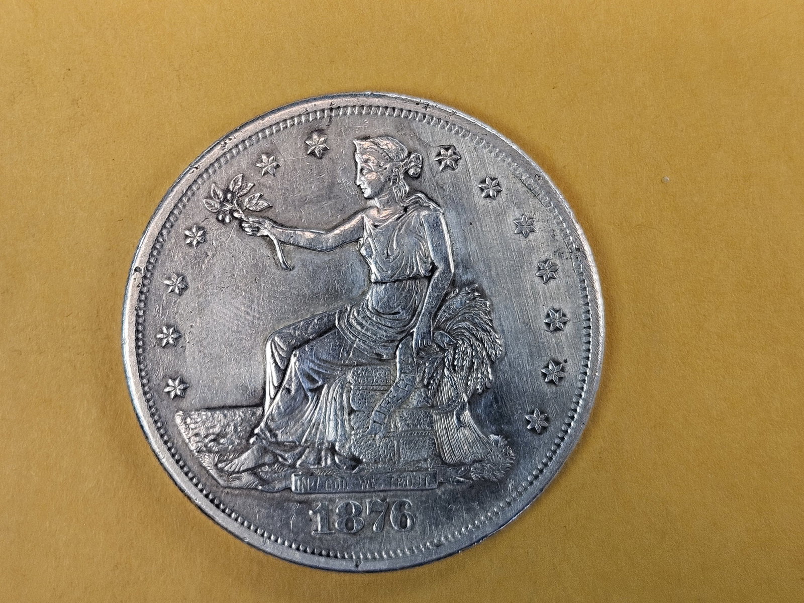 1876-S Trade silver Dollar in About Uncirculated plus - 4