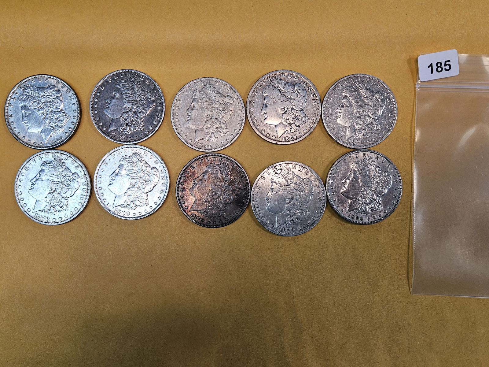 Ten mixed Morgan Silver Dollars (1 of 3)