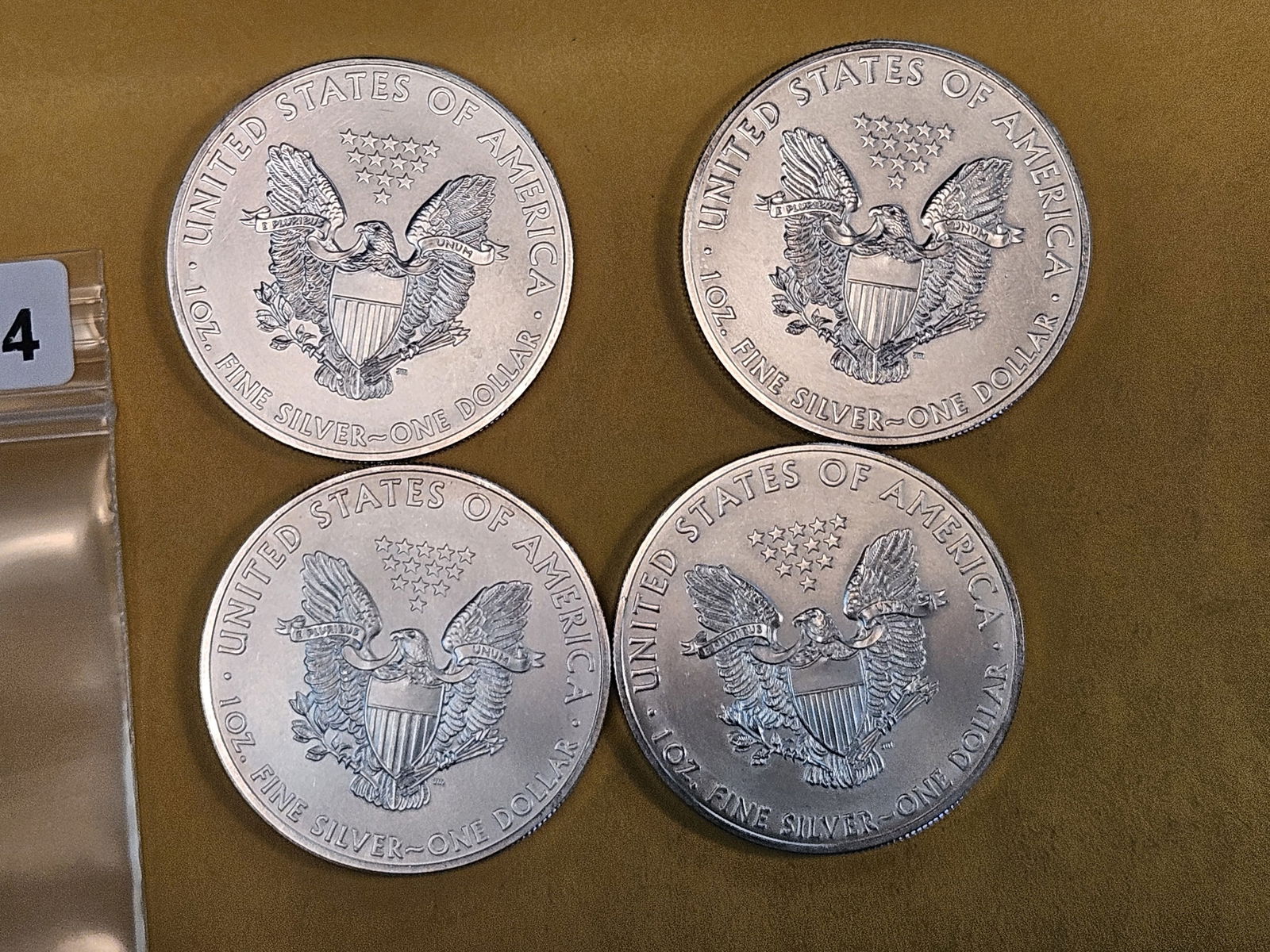 Four 2008 American Silver Eagles - 2