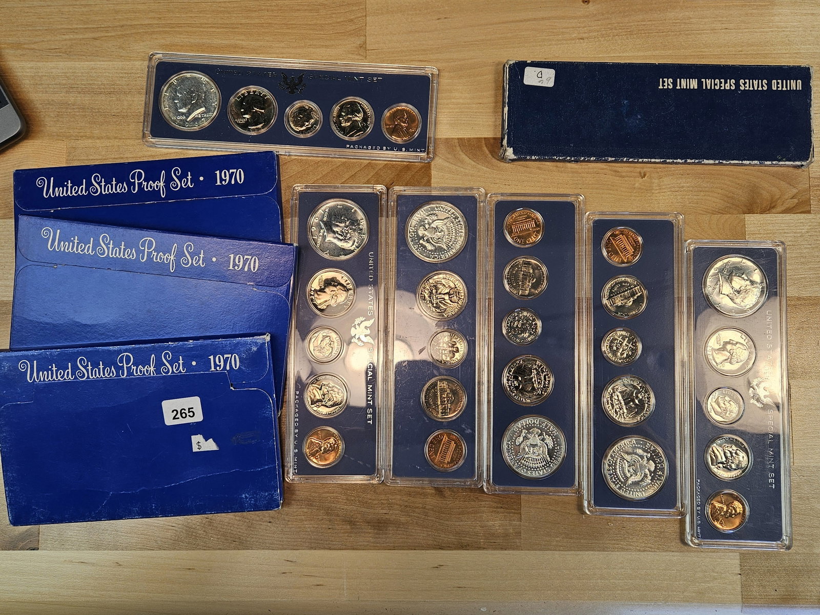 Ten mixed US SILVER Proof Sets: All with the silver Kennedy half dollars 