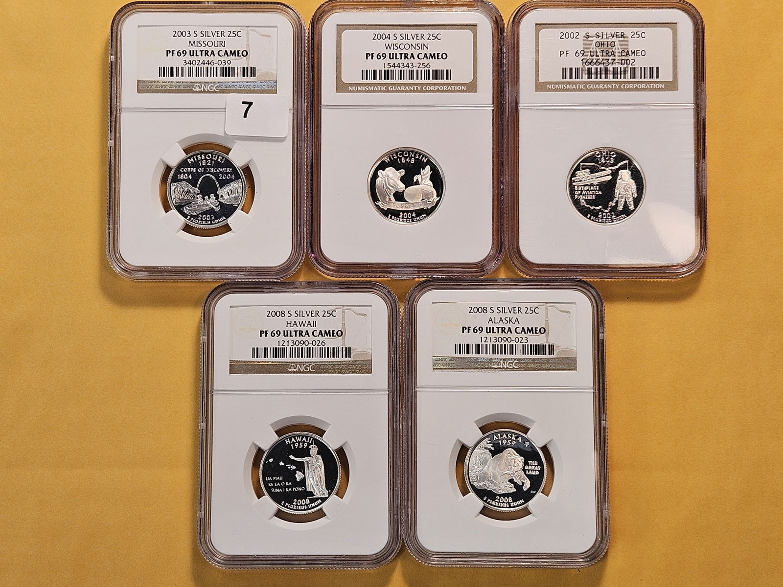 Five NGC Graded Silver Statehood Quarters in Proof 69 Ultra Cameo (1 of 7)