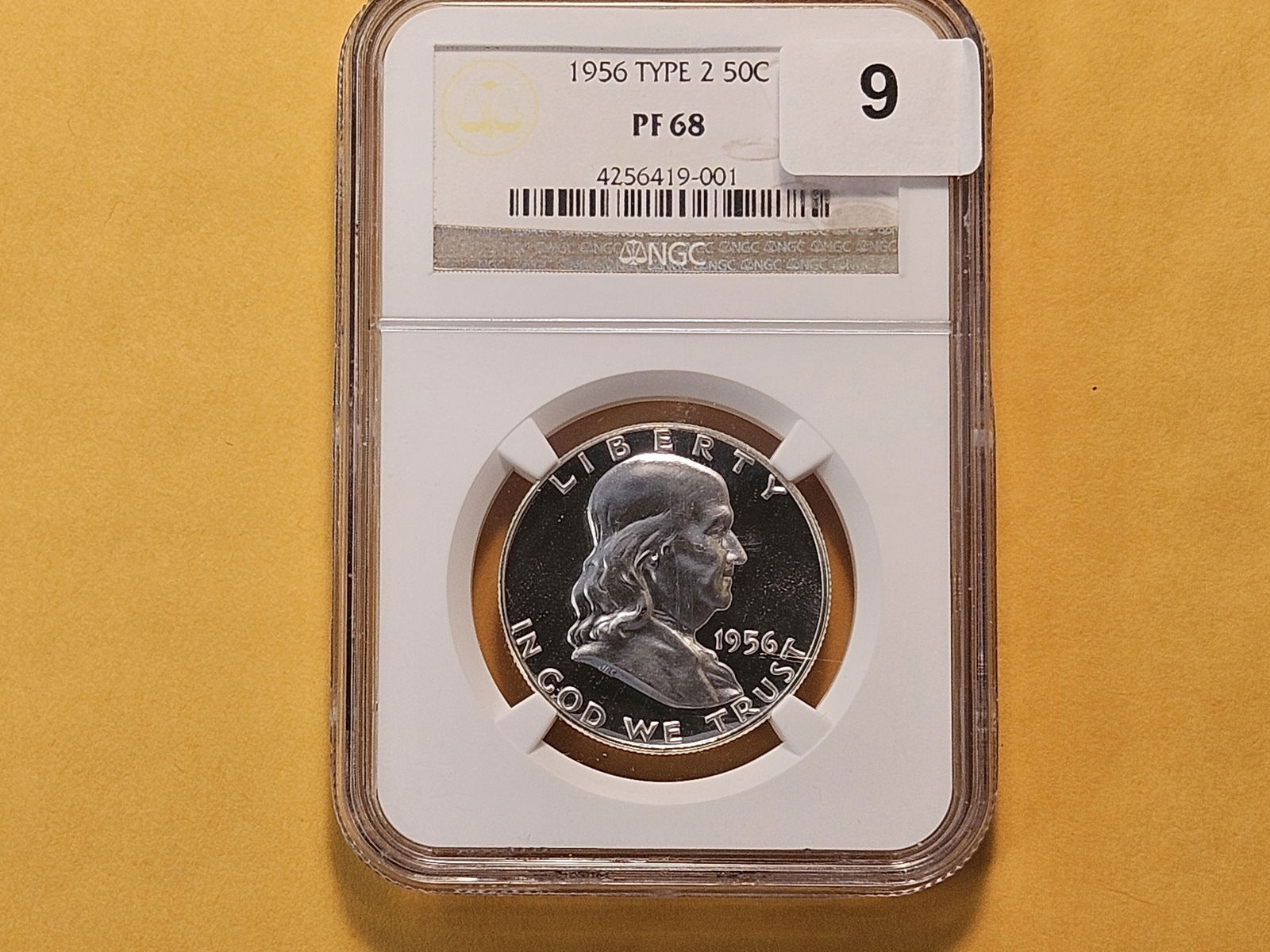 VARIETY! NGC 1956 Franklin Silver Half Dollar in Proof 68 - 2